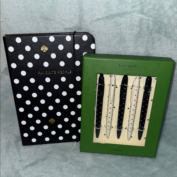 kate spade Other - kate spade Black and White Polka Dot Address Book with Pen Set
